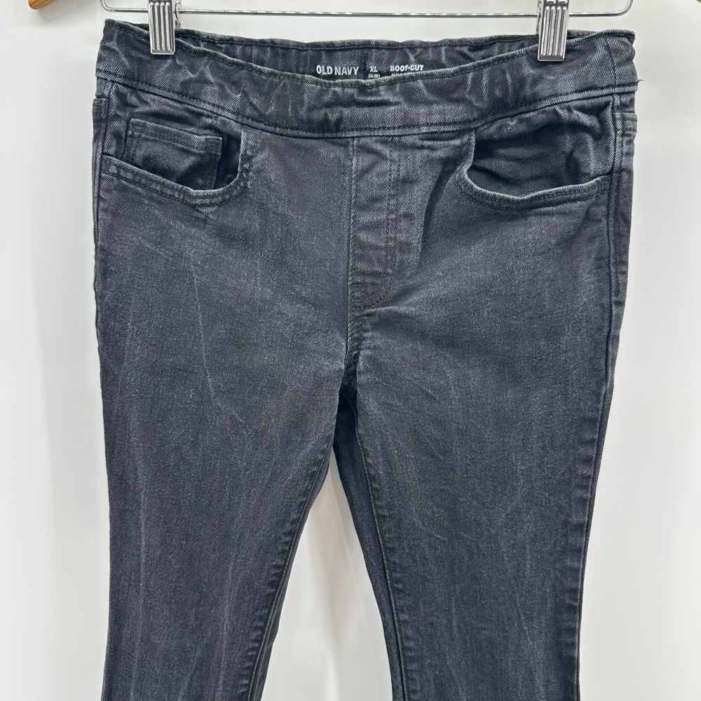 Old Navy Bootcut Jeans Girls XL (14-16) Black Rinse Denim Built-In Tough Pull On